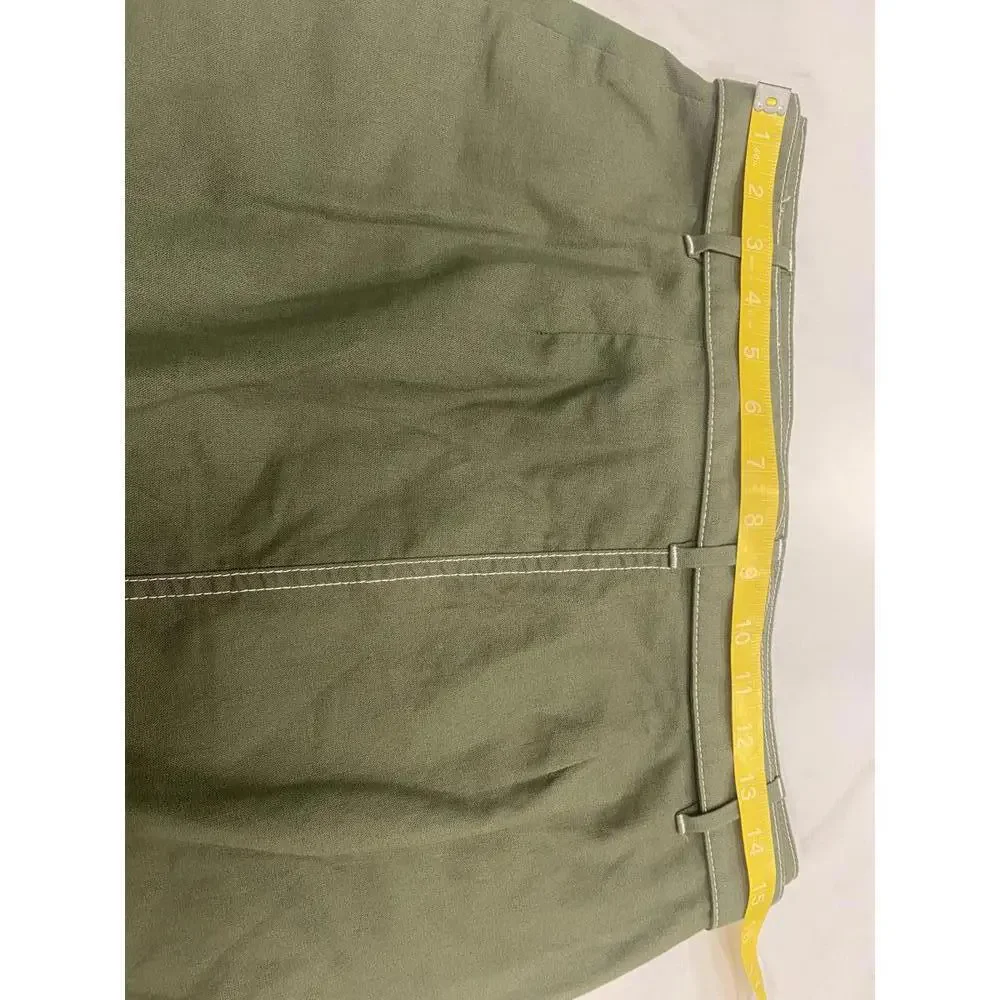 J.Crew Olive Green Button-Front Skirt with Belt - Size 4 - Picture 5 of 6